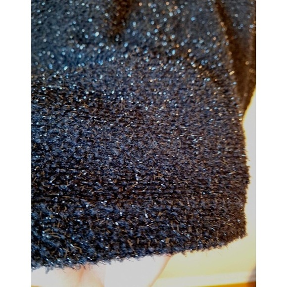 Vintage 90s Black Metallic Fuzzy Knit Sweater Shirt Women 18W/20W - Picture 4 of 9